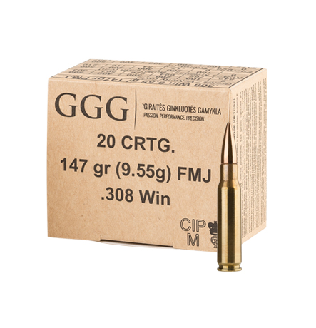 GGG .308 WIN - 9.55 g/147 gr - FMJ - 20 Büchsenpatronen